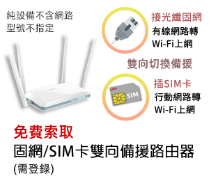 免費索取固網/SIM卡雙向備援路由器